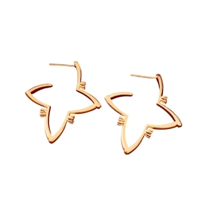 Minimalist 18K gold plated starburst hollow earrings in elegant rose gold finish