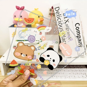 Waterproof transparent cartoon stickers with cute bears and fruits for DIY craft scrapbooking
