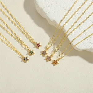Star-shaped necklaces with colorful cubic zirconia pendants in multiple vibrant shades