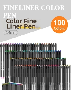 Macro view of 0.4mm fine tip markers showing diverse vibrant color ink gradients