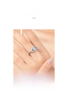 Macro shot of S925 sterling silver evil eye ring with blue stone and white pavé crystals