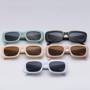 Rectangle thick frame sunglasses in various colors including mint green and nude pink