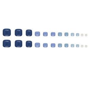 Elegant Klein blue and white gradient glossy press-on toenails with 24 pieces set