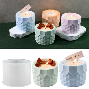 Stampo In Silicone A Pizzo Geometrico Per Tazza Da Candela Fai Da Te Resina Portapenne Vaso Di Piante Grasse