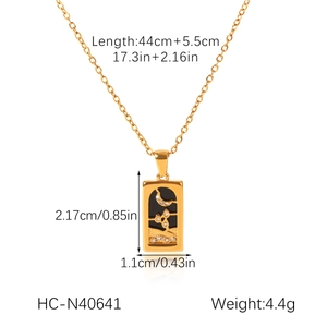 Specifiche dettagliate delle dimensioni per collana tarocchi oro 18k con stelle e luna