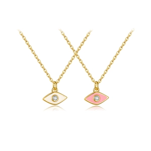 S925 sterling silver evil eye pendant necklace with colorful enamel and zircon stones