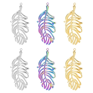 Hollow Feather Leaf Pendant Necklace Stainless Steel Vacuum Plated DIY Jewelry Accessory For Women Elegant Fashion