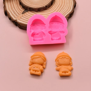 Stampo in silicone rosa con figure di bambine per torte in fondente e artigianato fai-da-te