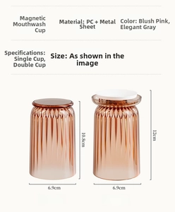 Detailed size specifications for magnetic mouthwash cups with adhesive and suction mounts
