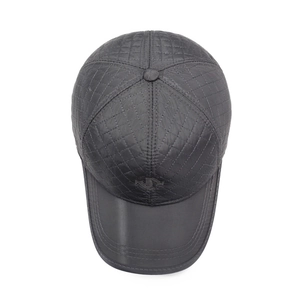 Deep grey quilted baseball cap for elderly men with warm thermal winter padding