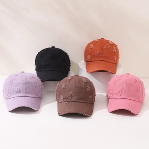 Kids Baseball Cap Cotton Distressed Washed Vintage Street Style Sun Protection Adjustable Hat For Boys And Girls