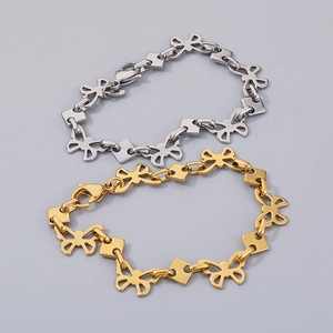 Chic butterfly link chain bracelets in gold and silver finishes with lobster clasp closure