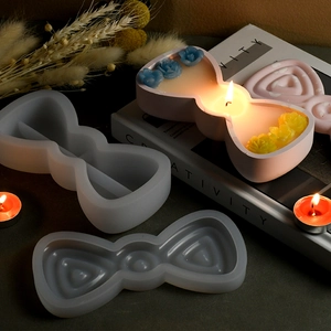 Silicone mold for DIY bow-knot storage box and scented candles with dried flower decor