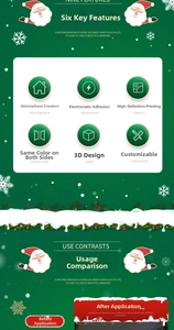 Detail of static cling Christmas window stickers with double-sided printing and HD patterns