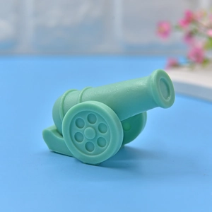 Mint green 3D cannon silicone mold for DIY candle making and desk ornaments