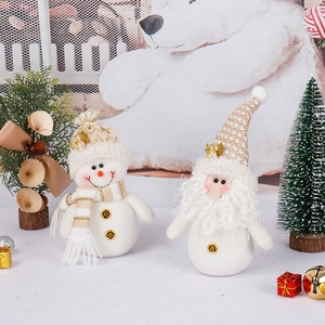 Christmas Gnomes Santa Claus Snowman Plush Ornaments White Gold Knitted Sequined Holiday Desktop Decor