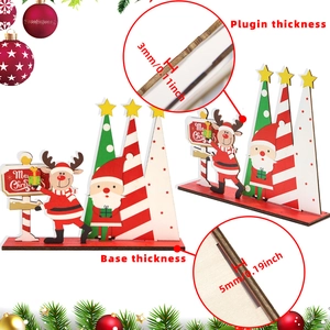 Detail showing 3mm plugin and 5mm base thickness of the wooden Christmas ornament