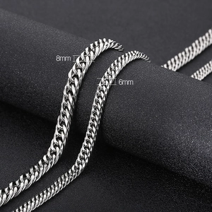 Silver stainless steel curb chain necklaces for men and women in 6mm and 8mm widths