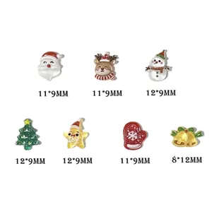 Christmas resin charms set with size guide for Santa, elk, and snowman DIY nail art