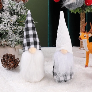 Christmas Gnome Plush Decoration Buffalo Plaid Faceless Nordic Tomte Dwarf Tabletop Holiday Ornament Home Office