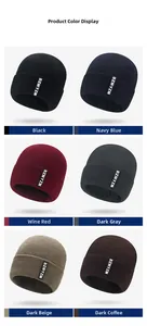 Multiple color options for winter beanies including black navy wine red and grey