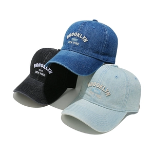 Casquette De Baseball En Denim Lavé Avec Broderie Brooklyn Style Vintage Rétro Hip Hop Chapeau Soleil Unisexe