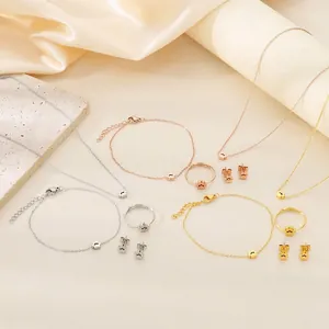 Stainless Steel Necklace Bracelet Earrings Ring Cat Paw Print Pet Theme Cute Fashion Jewelry For Women