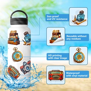 Waterproof vinyl stickers with UV protection and high definition printing on water bottle