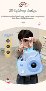 Zaino per bambini blu 3D a forma di fotocamera con effetti di luce LED flash