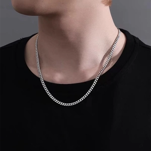 Classic 925 sterling silver curb link chain necklace for men with high-polish silver finish