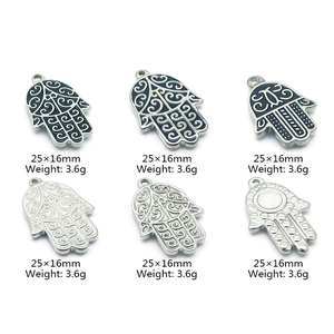 Hamsa Hand Pendants Stainless Steel Fatima Palm Charms For DIY Jewelry Making Hip Hop Retro Enamel Pattern Metal Accessories