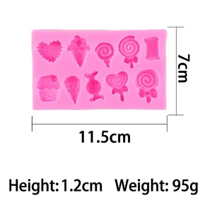 Roze siliconen vorm met hart-, lolly- en cupcakevormen voor taartdecoratie