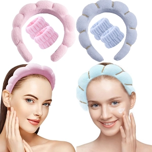 6-piece spa set including plush twisted headbands and wristbands for washing face