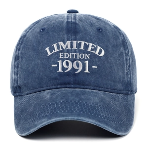 Washed Cotton Baseball Cap Retro Embroidered 1991 Limited Edition Distressed Adjustable Vintage Sun Hat For Men Women