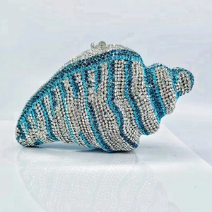 Conch Shell Shaped Rhinestone Studded Metal Hollow Out Luxury Evening Clutch Bag For Women