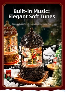 Detail of vintage bronze engraved base and lid on Christmas carousel music box