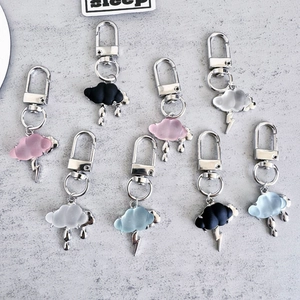 Cute Cloud Keychain With Lightning Raindrop Pendants Korean Ins Style Zinc Alloy Resin Bag Accessories Gift For Friends Women