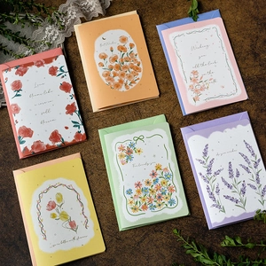 Set of six 3D floral greeting cards with assorted flowers and matching envelopes