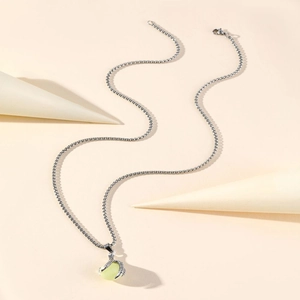Luminous dragon claw necklace with green glowing orb pendant on minimalist metal chain