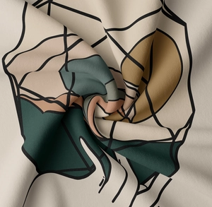 Détail macro du tissu de tapisserie aux motifs géométriques abstraits et texture fine