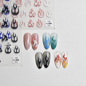 5D Japanische Feuer Flammen Nagelaufkleber in vielen Farben mit dünner flexibler Textur