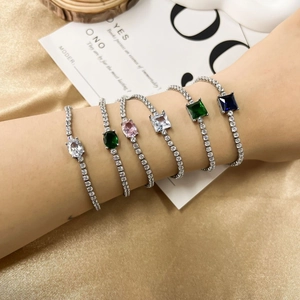 Luxurious multi-color cubic zirconia tennis bracelets in various gem cuts for women