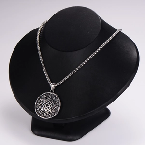 Silver Viking Valknut pendant necklace in vintage stainless steel with a woven knot design