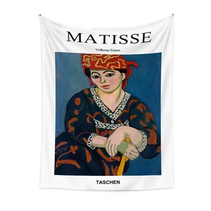 Detail of Henri Matisse art wall tapestry featuring bohemian portrait and clean design