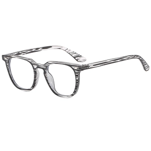 Fashionable square blue light blocking glasses with black and white stripes and rivets