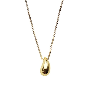 Elegant gold titanium steel necklace featuring a polished teardrop pendant for women