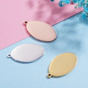 Oval Blank Tag Pendant Stainless Steel Mirror Polished DIY Jewelry Making Charms For Engraving