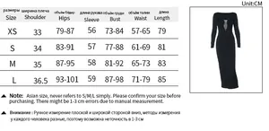 Detailed size chart for elegant mermaid evening dress with CM measurements for XS to L