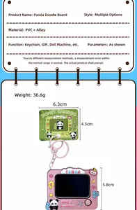 Detailed dimensions and weight specs of the panda doodle writing board keychain toy 36.6g