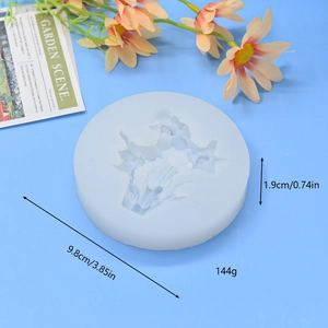 Blue circular flower silicone mold for DIY resin soap and fondant casting 9.8cm